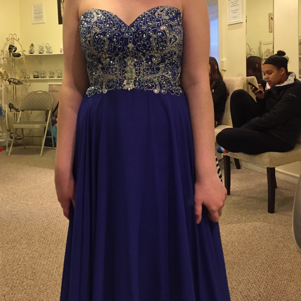 Strapless Blue Prom Dress